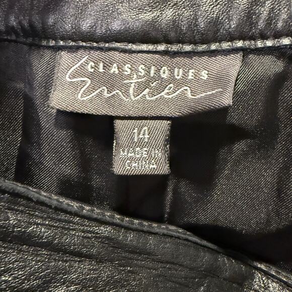 Classiques Entier Vintage Black Real Genuine Leather Pants 14 Straight Leg Edgy - Picture 4 of 8